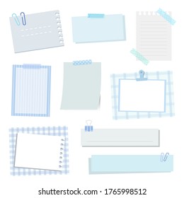 Vector set of blue memo papers