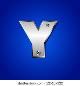 vector set of Blue metallic fonts