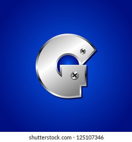 vector set of Blue metallic fonts
