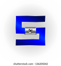 Vector set of blue metallic fonts