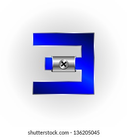 Vector set of blue metallic fonts