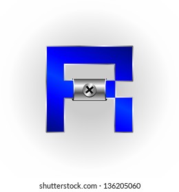 Vector set of blue metallic fonts