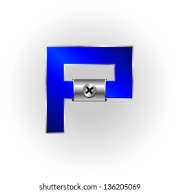 Vector set of blue metallic fonts