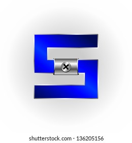 Vector set of blue metallic fonts