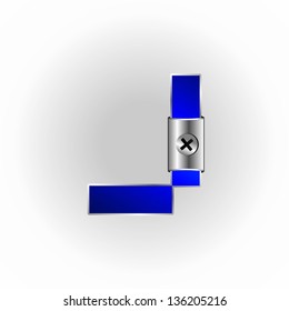 Vector set of blue metallic fonts