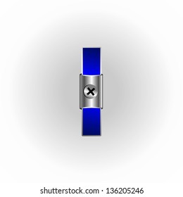 Vector set of blue metallic fonts
