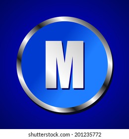 Vector set of blue metallic fonts