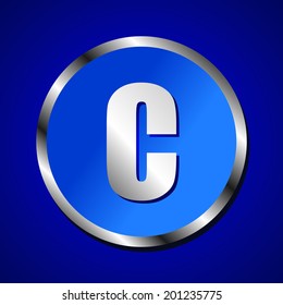 Vector set of blue metallic fonts