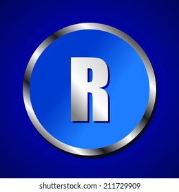 vector set of blue metallic fonts