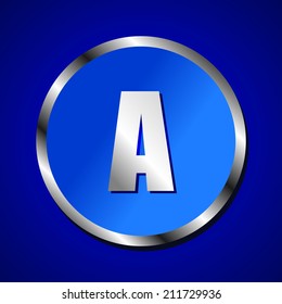 vector set of blue metallic fonts