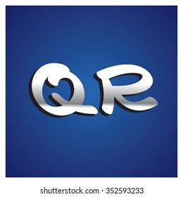 Vector set of blue metallic fonts