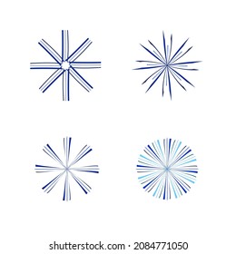 Vector set of blue snowflakes. 