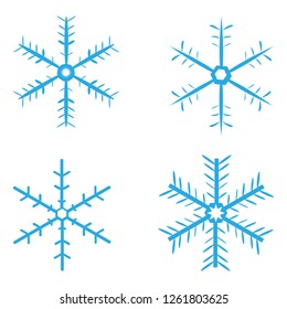 Vector set of blue snowflakes on white background
