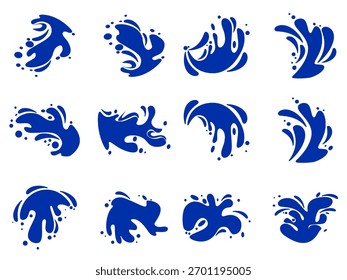vector set of blue splash icon	
