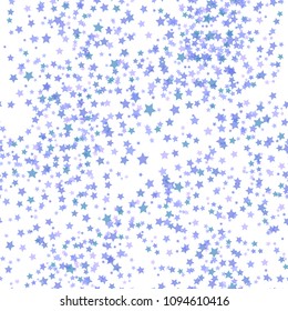 Vector Set of Blue Stars on Dark Background. Seamless Starry Pattern.