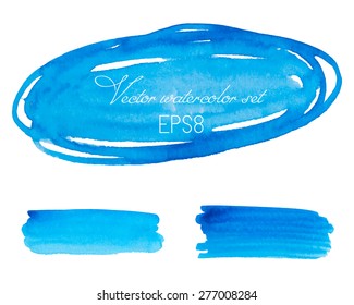 Vector set of blue teal turquoise watercolor backgrounds. Vector Illustration EPS8.