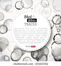 Vector set of blue watercolor traces. Various watercolor round stains isolated on white background. 