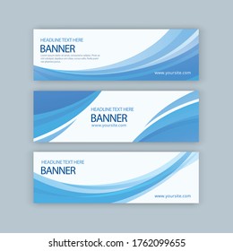 vector set of blue wavy banner templates,modern abstract design.