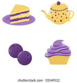 Vector set of blueberry desserts