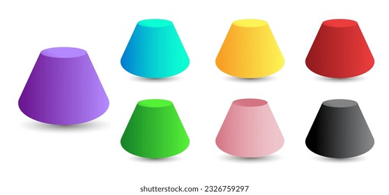 Vector set of blunted cones with gradients and shadow for game, icon, package design, logo, mobile, ui, web, education. 3d cone on a white background. Geometric figures for your design.