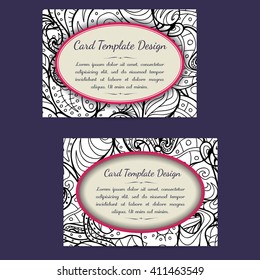 Vector set of boho black and white card template designs, perfect for brochure covers, leaflets, flyers, cards and invitations. Doodle design.