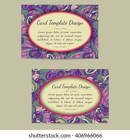 Vector set of boho card template designs, perfect for brochure covers, leaflets, flyers, cards and invitations. Doodle design.