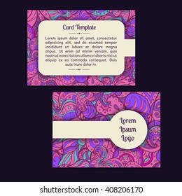 Vector set of boho paisley card template designs, perfect for brochure covers, leaflets, flyers, cards and invitations. Doodle design.