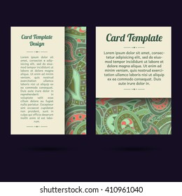 Vector set of boho paisley card template designs, perfect for brochure covers, leaflets, flyers, cards and invitations. Doodle design.