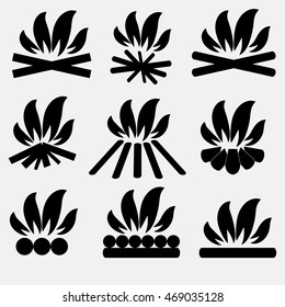 Vector of set bonfire, bonfire symbol or icon, bonfire logo, bonfire illustration