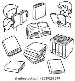 vector set of book cartoon