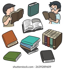 vector set of book cartoon
