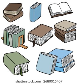 conjunto vetorial de desenho animado de livro