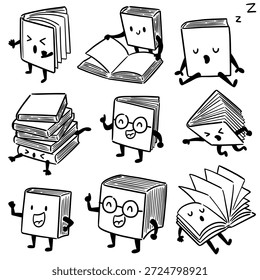 Conjunto de Vector de dibujos animados del libro