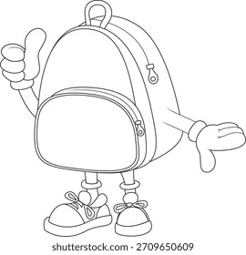 Vector set of book cartoon coloring page