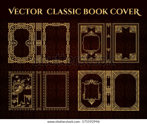 Vector Set Book Covers Decorative Vintage Stock Vector Royalty Free