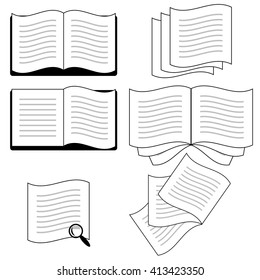 Vector Set of Book Icons Isolated on White Background