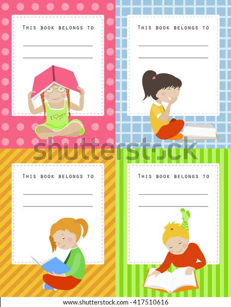 Vector Set Book Labels Girls This Stock Vector (Royalty Free) 417510616