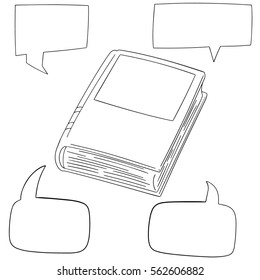 vector set of book and speech bubble