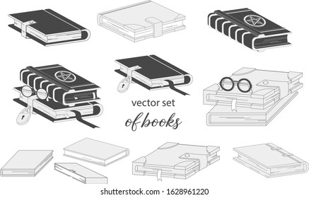 vector set of books, book design, read