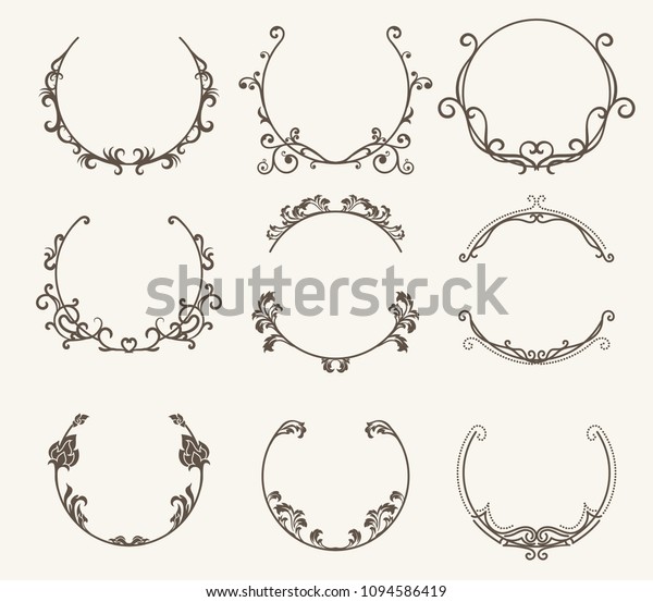 Vector Set Border Circle Frame Vintage Stock Vector Royalty Free Shutterstock