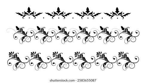 Vector set of border elements and page decoration elements. Border decoration elements patterns.