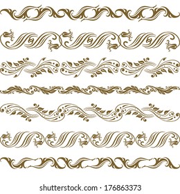 Vector set of borders, decorative elements for design, print, embroidery.