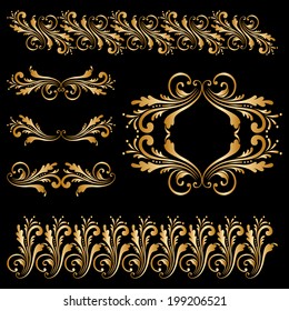 Vector set of borders, decorative elements for design, print, embroidery.
