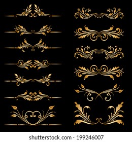 Vector set of borders, decorative elements for design, print, embroidery.