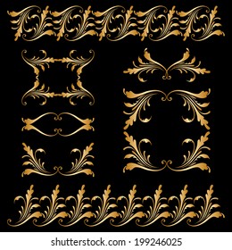 Vector set of borders, decorative elements for design, print, embroidery.