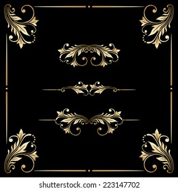 Vector set of borders, decorative elements for design, print, embroidery.