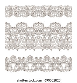 Vector set of borders, decorative elements for design, print, embroidery.
