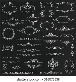 vector set of borders and monograms in vintage style
