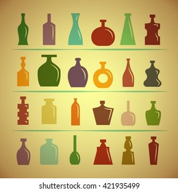 Vector set. Bottle collection - vector silhouette