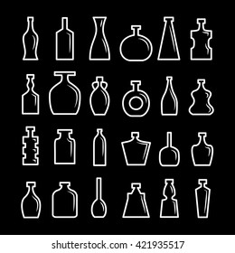 Vector set. Bottle collection - vector silhouette